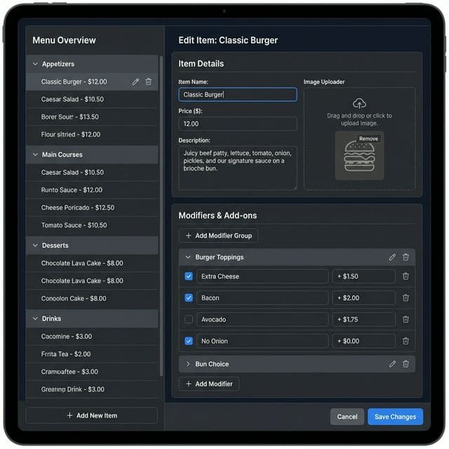 Advanced Menu Management Screenshot
